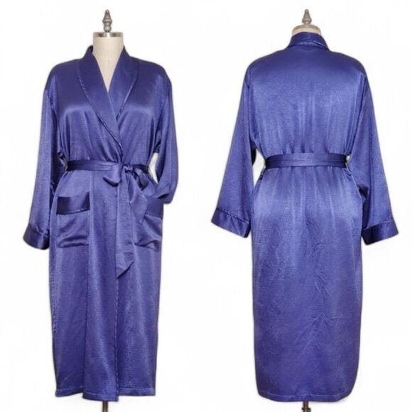 Vintage 80's Victoria's Secret Textured Long Robe Size Medium Large - Picture 1 of 12